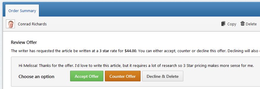 Counter Offer - Client Side