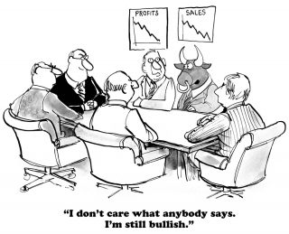 Image showing a bull in a business meeting saying he's