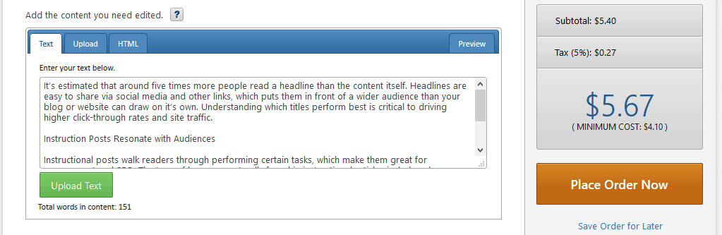 Add Content for Editing
