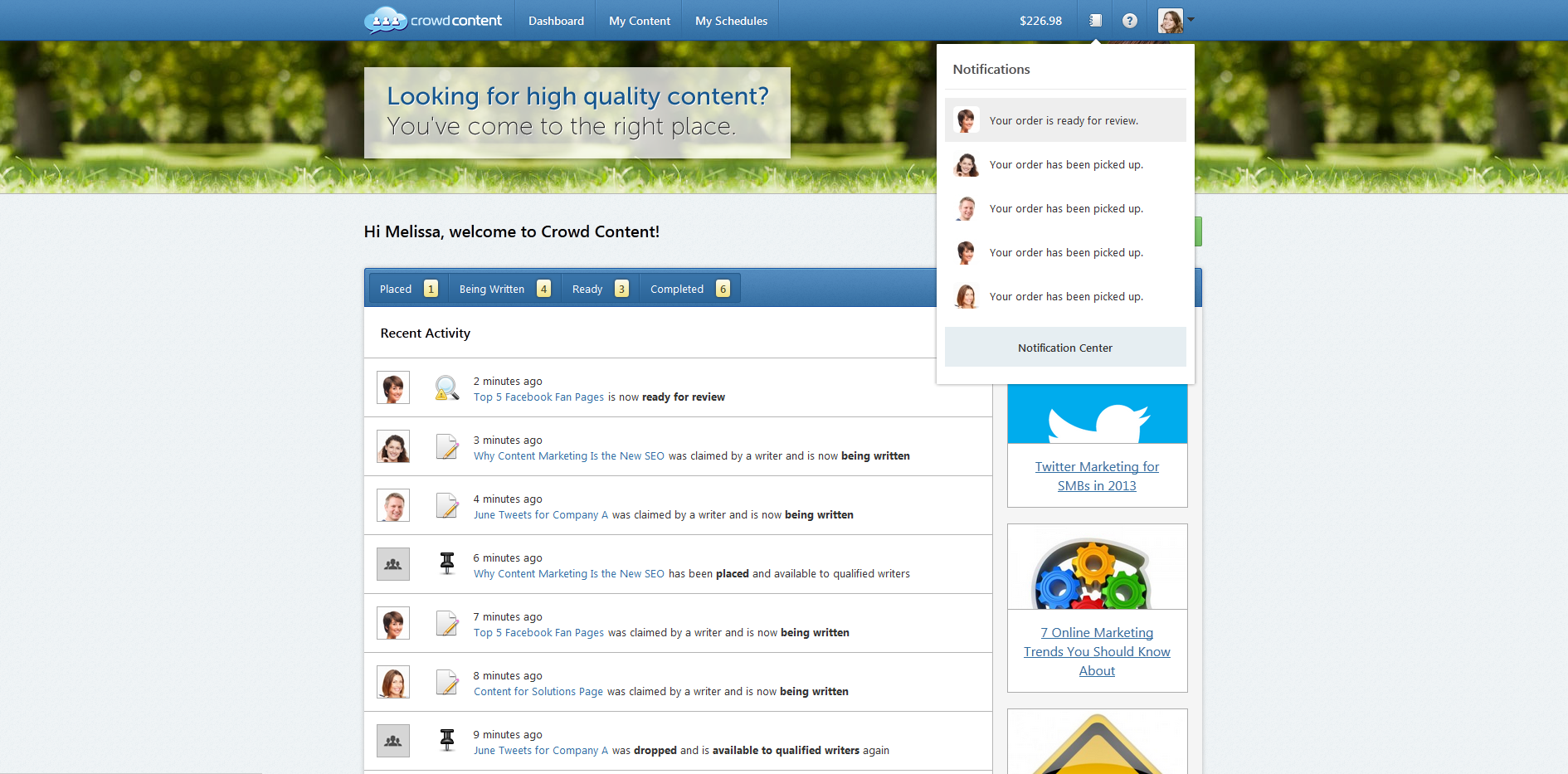 Dashboard - Notification Menu Dashboard - Notification Menu