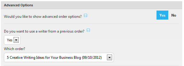 Use a Previous Writer Select a Previous Content Writer
