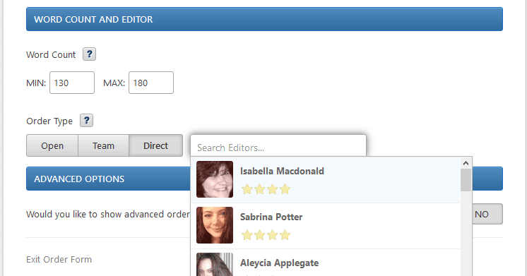 Word Count and Order Type